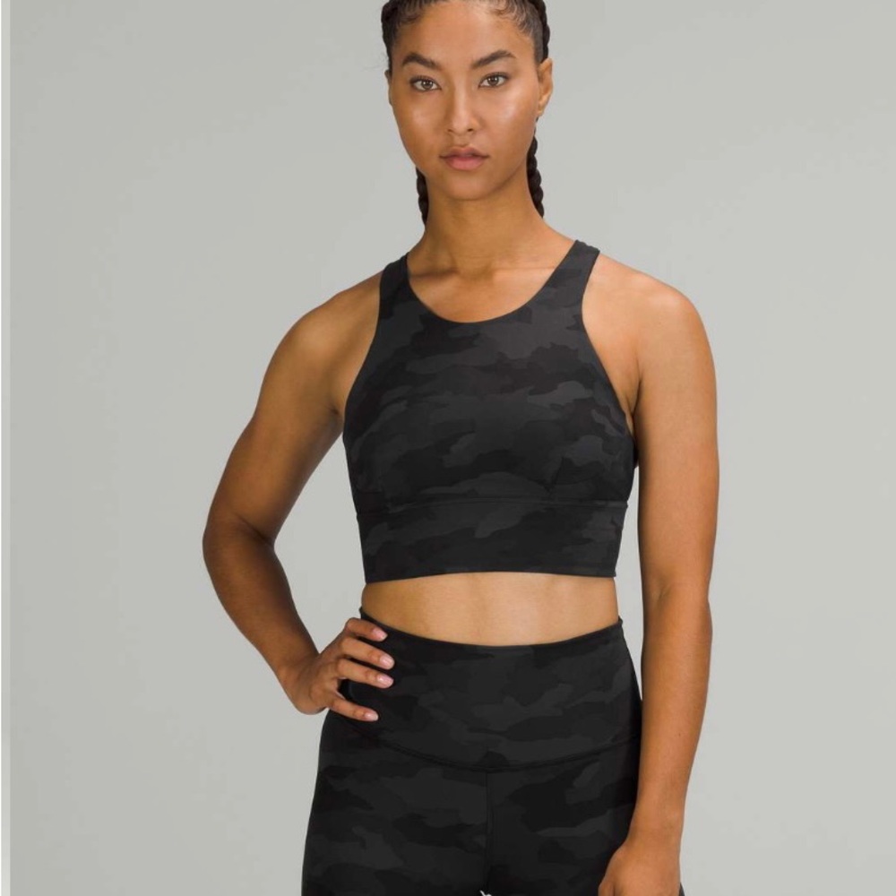 NWT Lululemon Black Camo Wunder Train Long-Line Bra